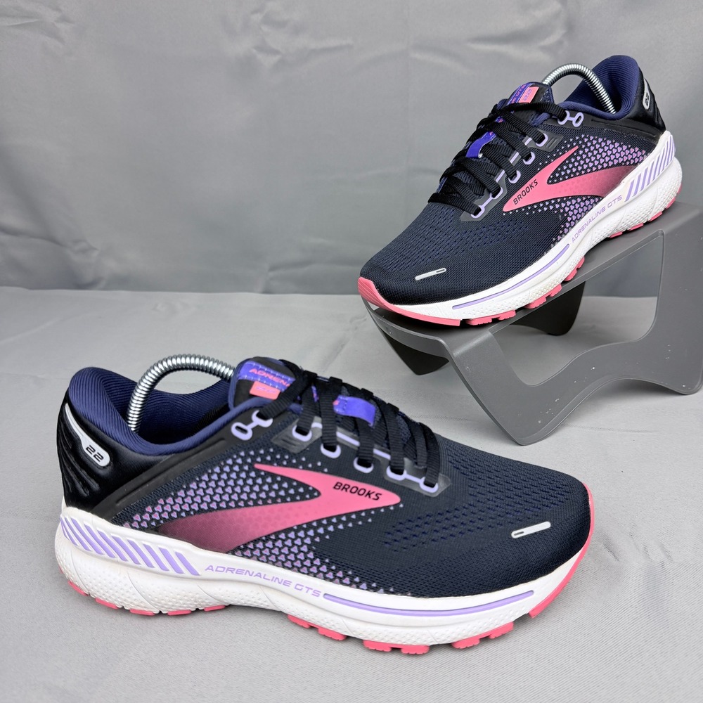 Brooks Adrenaline GTS 22 Womens Running Shoes Navy Pink Purple 1203531B080 Sz 7